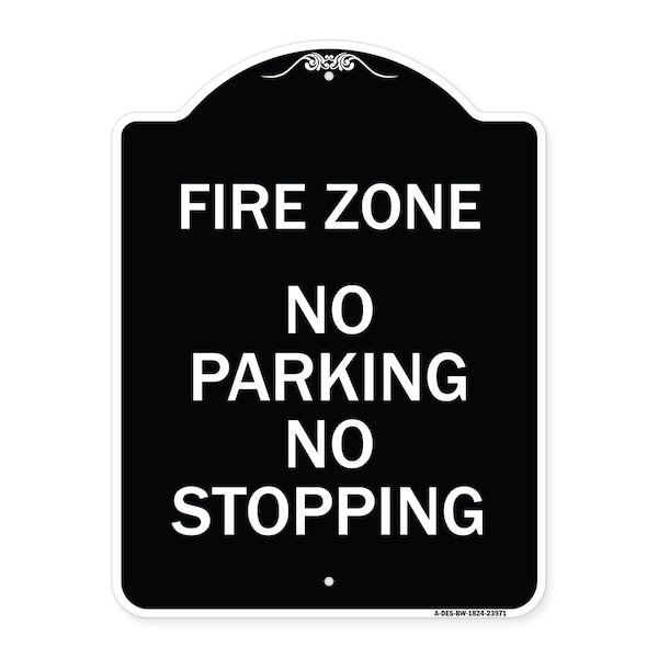 Signmission Fire Zone No Parking No Stopping Heavy-Gauge Aluminum Architectural Sign, 24" x 18", BW-1824-23971 A-DES-BW-1824-23971 - main